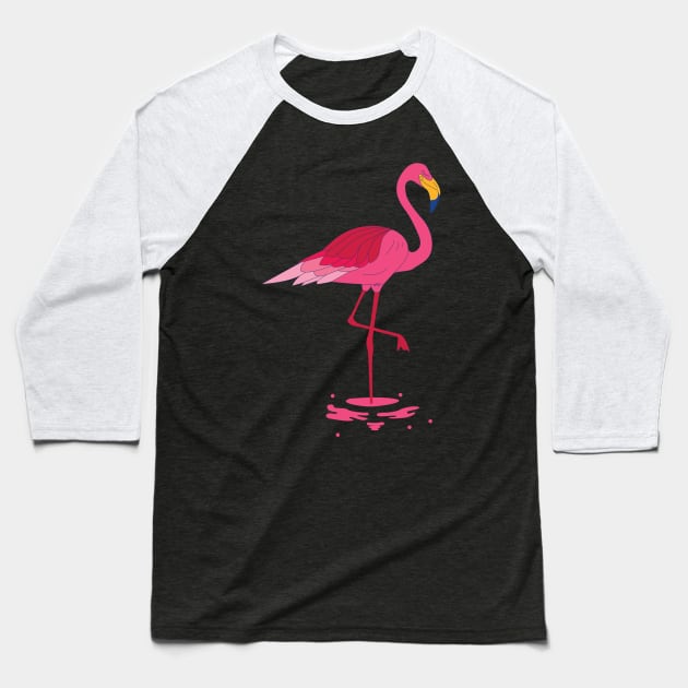 Flamingo testing the water Baseball T-Shirt by Malikom